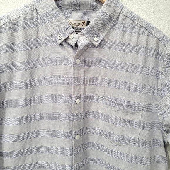 Men's Oxford Lads Striped Light Blue Button Down Shirt, Size L - Picture 2 of 6